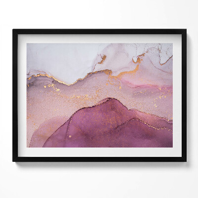 Kép keretben Absztrakt táj lila és arany színek