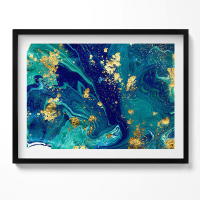 Kép keretben Absztrakt kék és arany motívum
