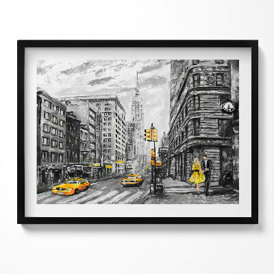 Kép keretben New York-i városkép sárga taxi