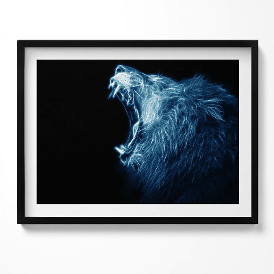 Kép keretben Kék fényben tátogó oroszlán