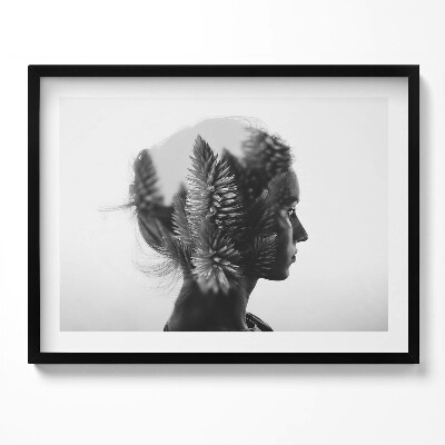 Kép keretben Női profil növényi motívum