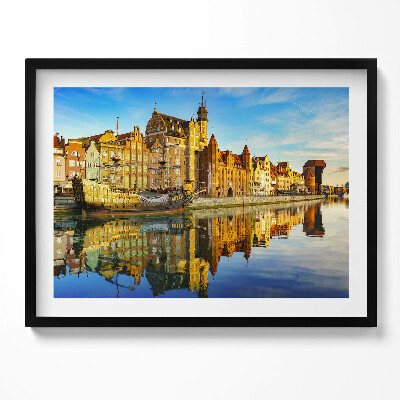 Kép keretben Városi táj vízparti épületek