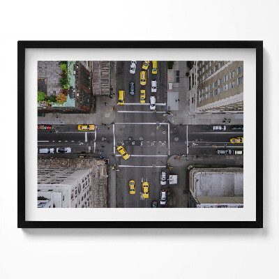 Kép keretben Városi forgalom sárga taxik