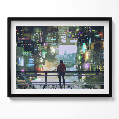 Kép keretben Futurista városi táj emberi sziluett