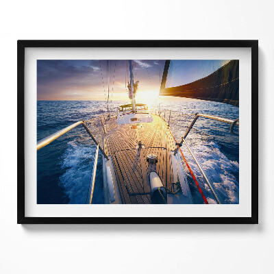 Kép keretben Vitorlás hajó naplementében