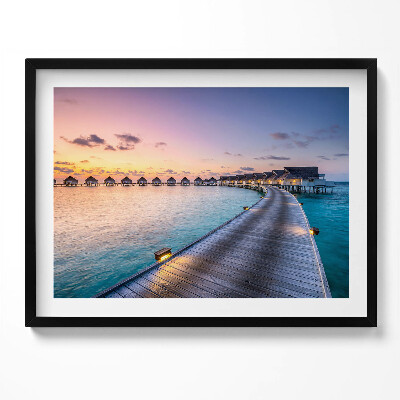 Kép keretben Tengerparti naplemente vízparti házak