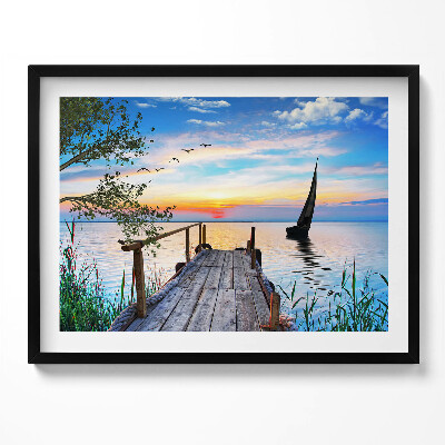 Kép keretben Tóparti naplemente hídja