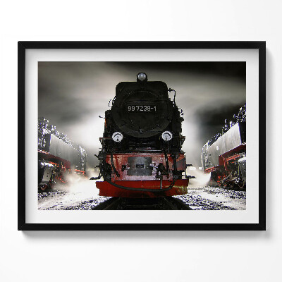 Kép keretben Gőzmozdony frontális nézetben