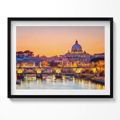 Kép keretben Vatikáni kupola naplementében