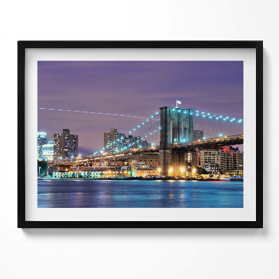 Kép keretben Brooklyni híd éjszakai fényekben