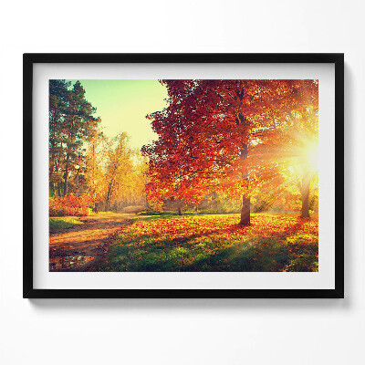 Kép keretben Őszi táj vörös falevelek