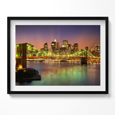 Kép keretben Éjjeli városi táj híd és fények