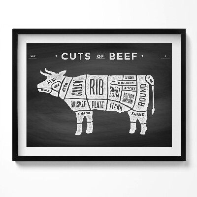 Kép keretben Befogott marha húsrészek megjelölése