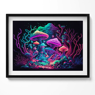 Kép keretben Színes gombák és varázslatos táj