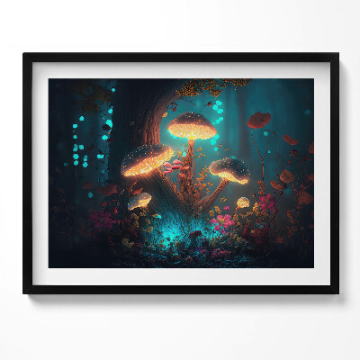 Kép keretben Fénylő gombák és virágok