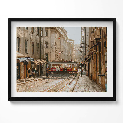 Kép keretben Városi utca villamossal