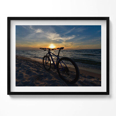 Kép keretben Naplemente kerékpárral a tengerparton