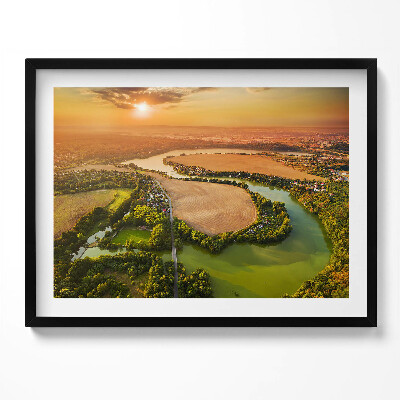 Kép keretben Naplemente a folyó felett