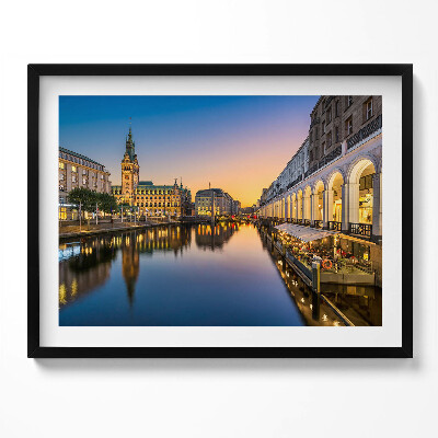 Kép keretben Városi táj vízparti épületek