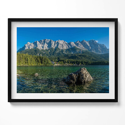 Kép keretben Hegyek és tükörsimá víz