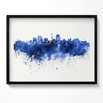 Kép keretben Kék városkép vízparti látvány