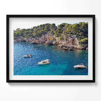 Kép keretben Tengerparti táj hajóval