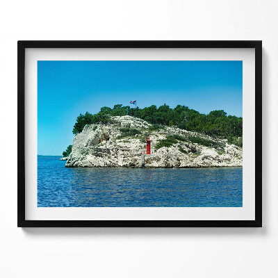 Kép keretben Tengerparti táj világítótorony