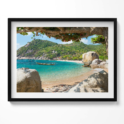 Kép keretben Tengerparti táj hegyekkel