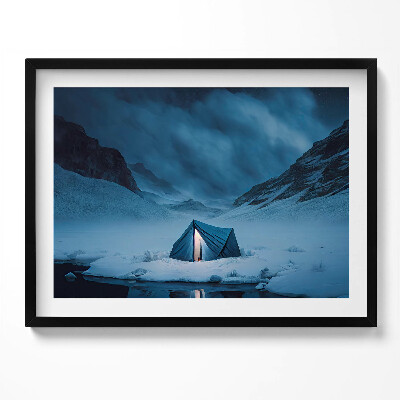 Kép keretben Havas táj kék sátor