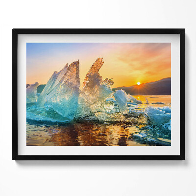 Kép keretben Jéghegyek naplementében