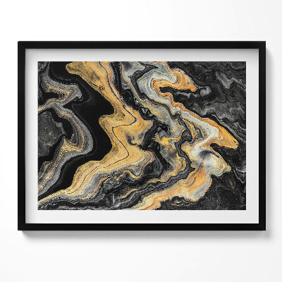 Kép keretben Absztrakt arany és fekete mintázat