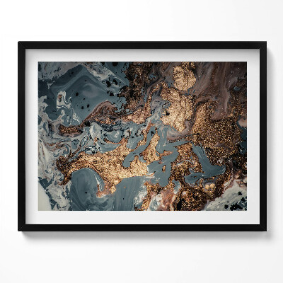 Kép keretben Absztrakt arany és kék színek