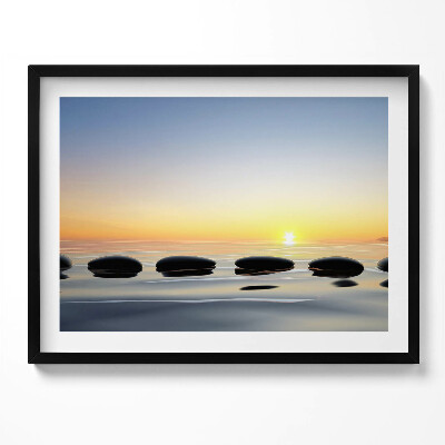 Kép keretben Csendes vízfelszín naplemente