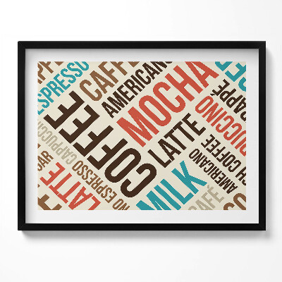 Kép keretben Kávéfajták színes szavakkal
