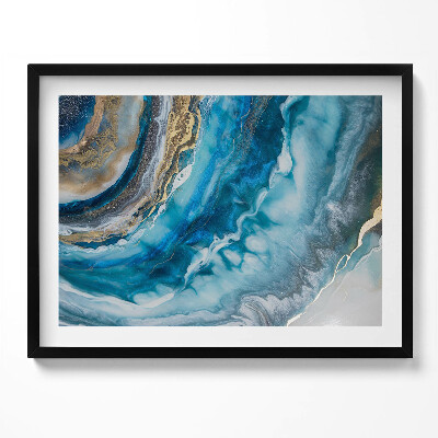 Kép keretben Absztrakt kék és arany mintázat