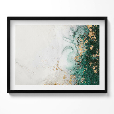 Kép keretben Absztrakt táj zöld és arany színek