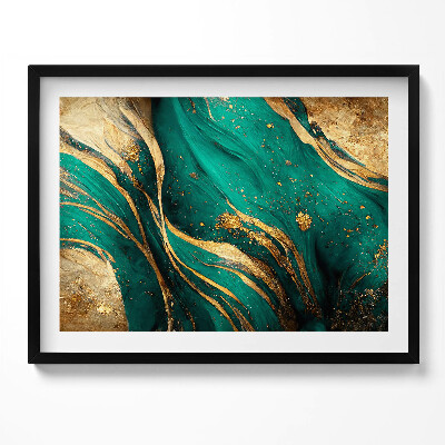 Kép keretben Absztrakt zöld és arany mintázat