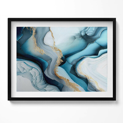 Kép keretben Absztrakt kék és arany színek