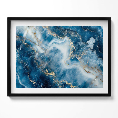 Kép keretben Absztrakt kék és fehér minta