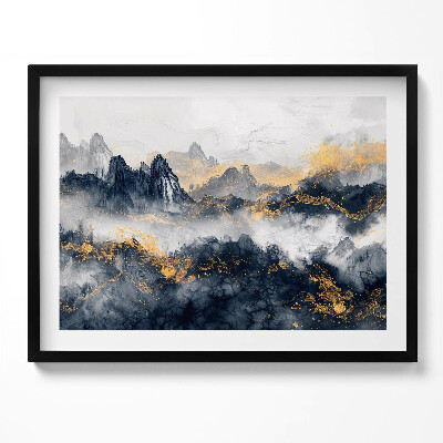 Kép keretben Absztrakt hegyek arany részletekkel