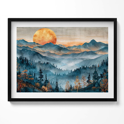 Kép keretben Hegyek naplemente erdő