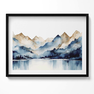 Kép keretben Hegyek és víz tükröződése