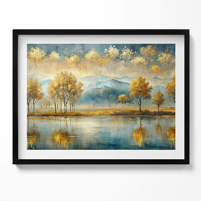 Kép keretben Tavaszi táj hegyek vízpart