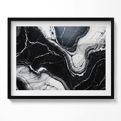 Kép keretben Absztrakt fekete-fehér márvány mintázat