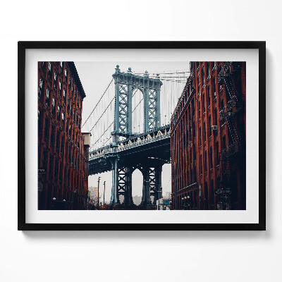 Kép keretben Brooklyni híd és városi épületek