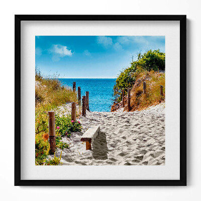 Keretezett falikép Tengerparti ösvény homok víz