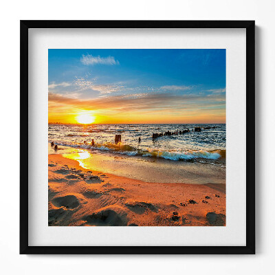 Keretezett falikép Naplemente a tengerparton