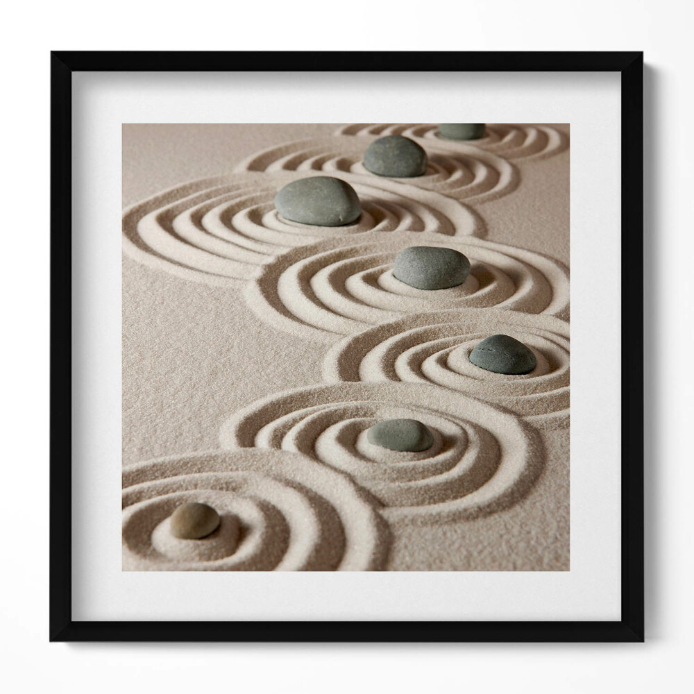 Keretezett falikép Kavicsok és hullámok homokban