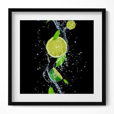 Keretezett falikép Citromszeletek vízben levelekkel