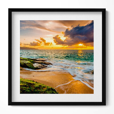 Keretezett falikép Tengerparti naplemente